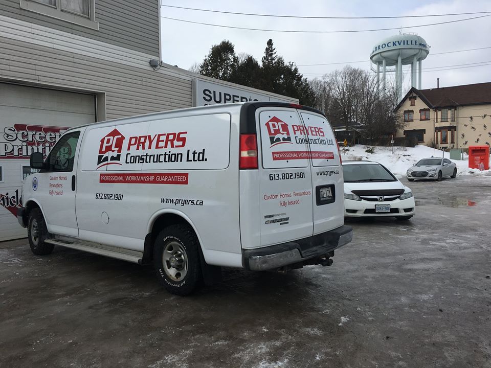 White work van with Pryers Construction logo